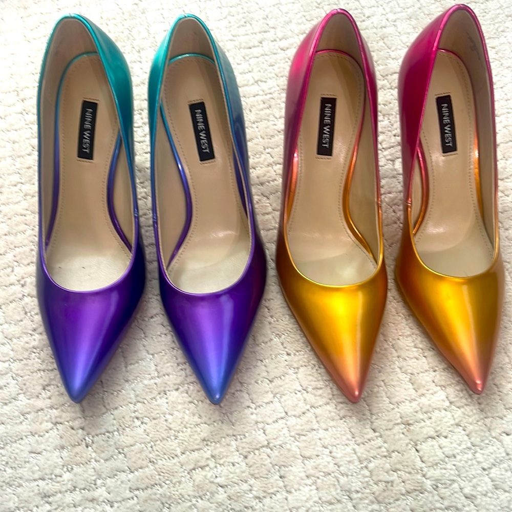 TWO pairs of OMBRÉ NINE WEST HIGH HEELS!!